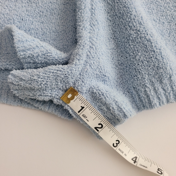 Soft Blue Knit Women's Lounge Shorts with Smiley Design - Picture 4 of 6